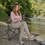 Tri-Lite Stool w/Back, Lightweight Portable Fishing Chair w/Cupholder and Carry Strap, Supports 225-Lb, Portable Outdoor Chair for the Hunting Blind, Camping, Travel, Hiking - 4