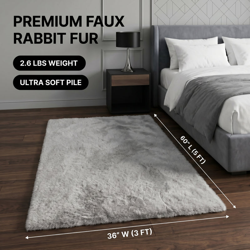 Faux Rabbit Fur Shaggy Rug – Ultra Soft Fluffy Machine Washable Area Rug for Bedroom, Living Room & Teen Room - 4