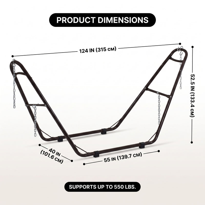 Adjustable 9-14FT Heavy-Duty Hammock Stand – 550-660LBS Outdoor/Indoor Steel Frame - 4