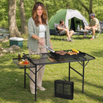 Foldable Camping Table Collapsible Picnic Aluminum Alloy Grill Stand - 4