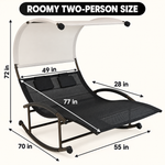 Outdoor Chaise Lounger with Canopy – Single & Double 2-Person Patio Sun Lounger with Cushions & Headrest - 4