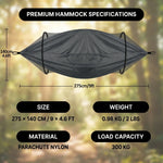 Over 600lbs Hammock, 1-2 person, Nylon with Mosquito Net - 4