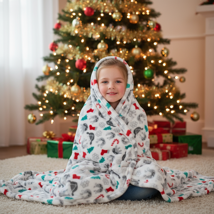 Kathy Ireland Christmas Flannel Fleece Plush Throw Blanket
