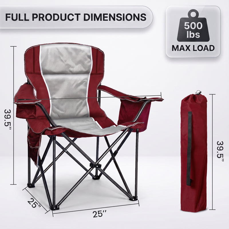Heavy Duty Portable Folding Camping Chair with Cup Holder & Cooler Pocket - 4