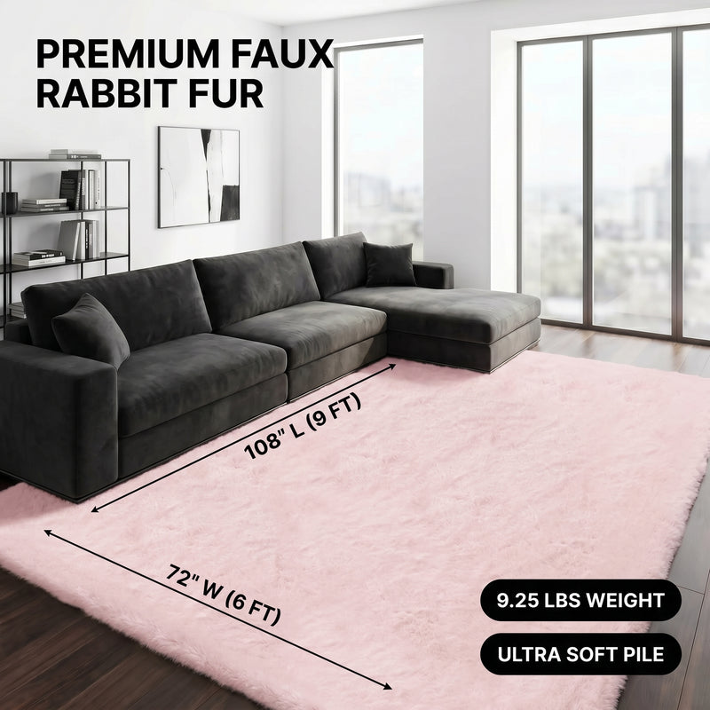 Faux Rabbit Fur Shaggy Rug – Ultra Soft Fluffy Machine Washable Area Rug for Bedroom, Living Room & Teen Room - 4