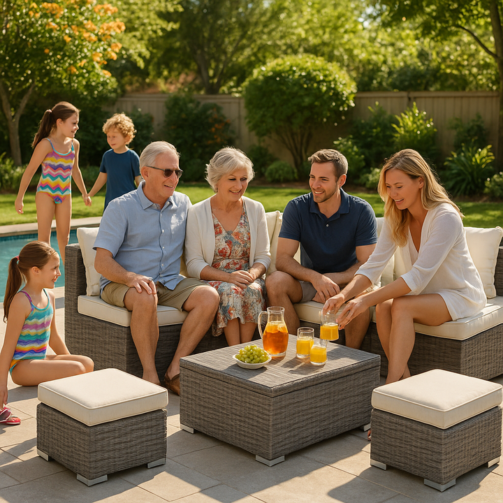 Exclusive 8-Pieces Outdoor Patio Furniture Set - Premium Garden Conversation Wicker Sofa Collection