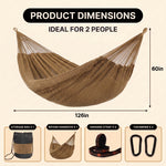 Handwoven Mayan Rope Double Hammock with Tree Straps, Carabiners & Carry Bag - 4