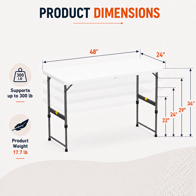 Foldable Table & Step Stool – Heavy-Duty, Portable, Adjustable Height, Indoor/Outdoor Use - 4