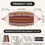 Boho Macrame Double Hammock Swing with Tassels – 2-Person Hanging Hammock Bed for Indoor & Outdoor Relaxation - 4