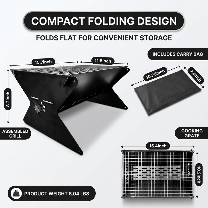 Portable Folding Charcoal Grill & Campfire Fire Pit - 4