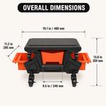Mobile Mechanic Toolbox Seat with Drawers - Rolling Mechanic Stool with Sliding Tool Tray, Shop Stool with Wheels for Garage & Workshop, Auto Repair - 4
