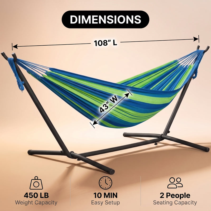 Double Hammock with Steel Stand – Indoor & Outdoor Comfort - 4