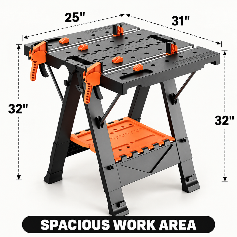 Portable Workbench & Folding Sawhorse – 2-in-1 Work Table - 4