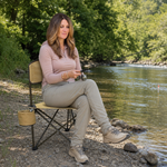 Tri-Lite Stool w/Back, Lightweight Portable Fishing Chair w/Cupholder and Carry Strap, Supports 225-Lb, Portable Outdoor Chair for the Hunting Blind, Camping, Travel, Hiking - 4