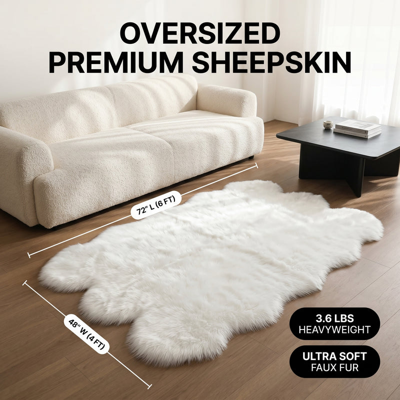 Plush Faux Fur Sheepskin Rug – Soft & Cozy Area Runner - 4