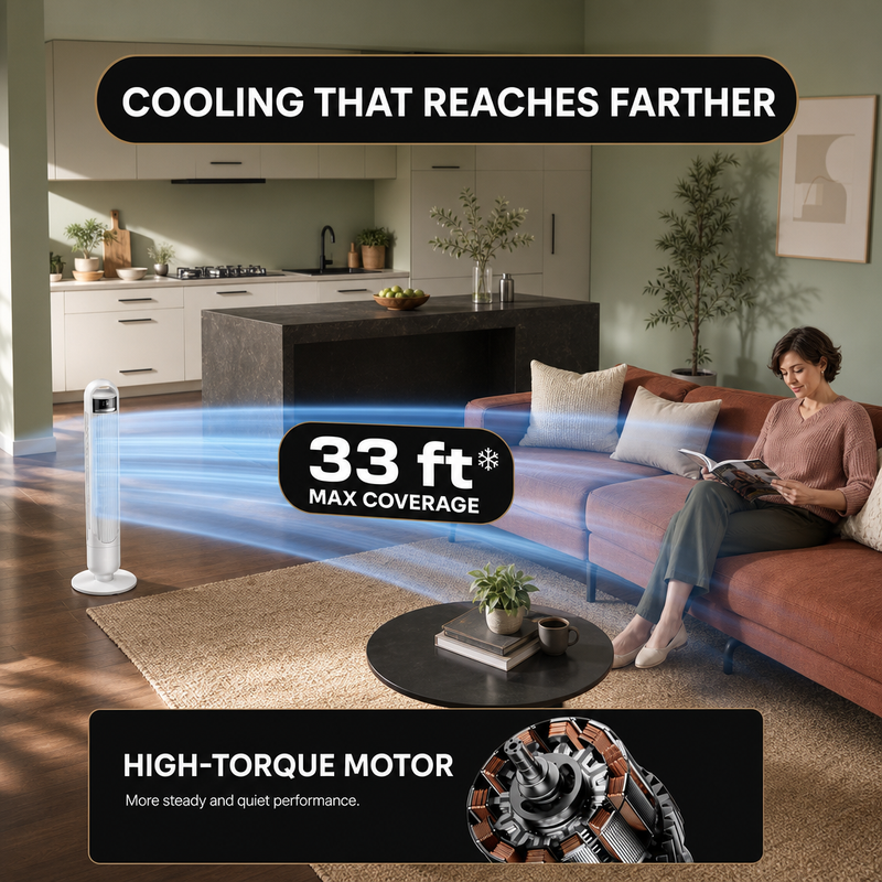 Tower Fan With Remote – 90° Oscillation, 36″ & 42″ - 4