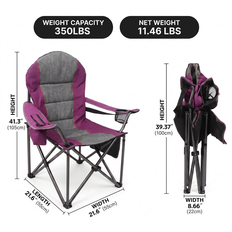 Oversized Portable Camping Chair with Lumbar Support & Cooler Bag - 4 (1)