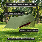 Over 600lbs Hammock, 1-2 person, Nylon with Mosquito Net - 4