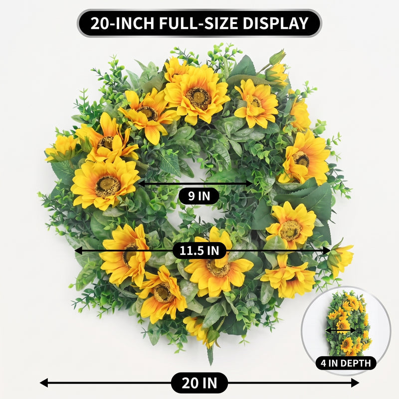 SUNFLOWER WREATH FOR FRONT DOOR – SUMMER FLORAL PORCH DÉCOR - 4