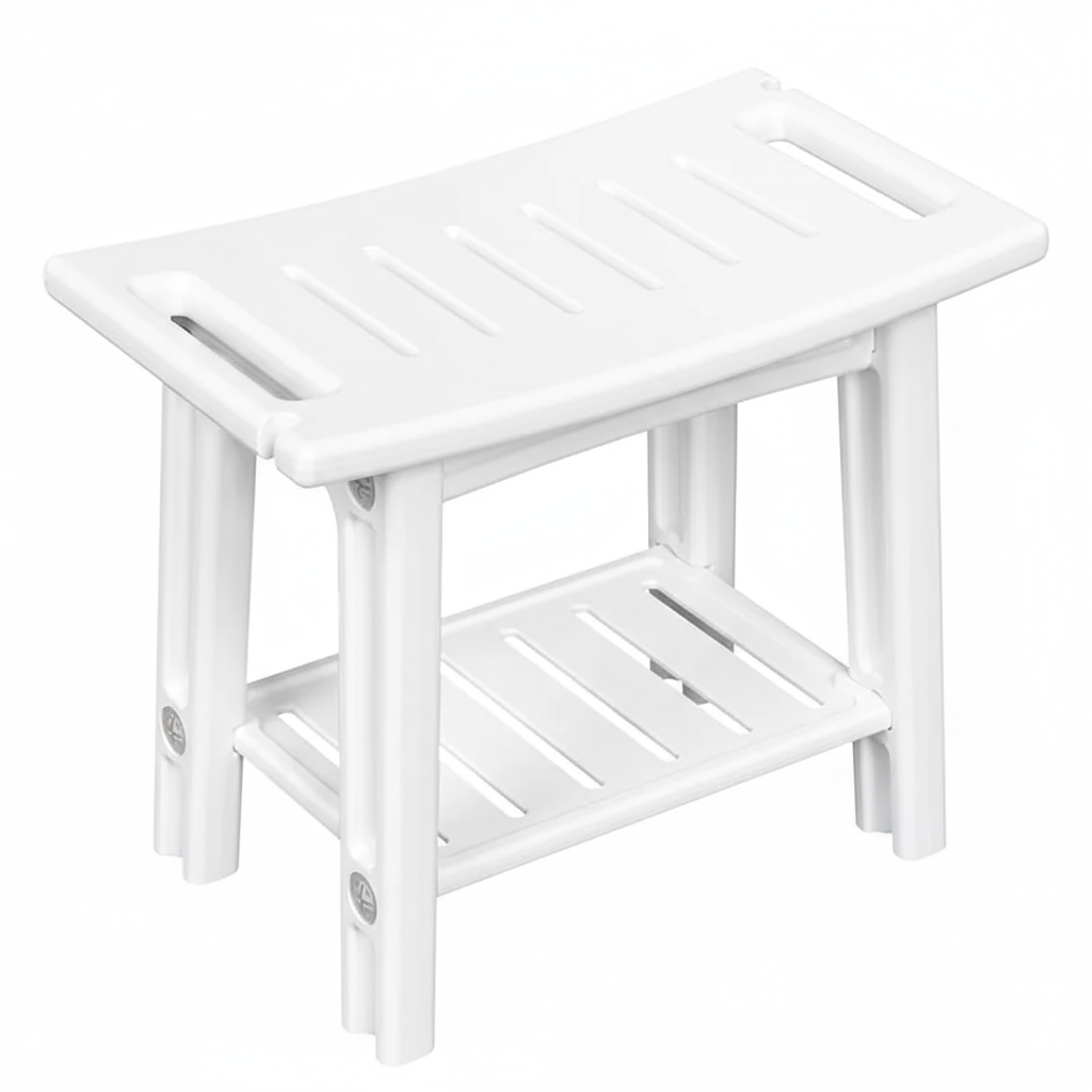 Waterproof Multipurpose Shower Bench Stool with Storage Shelf | Trufairs