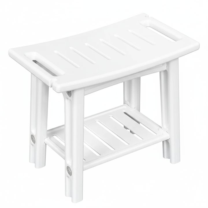 Waterproof Multipurpose Shower Bench Stool with Storage Shelf | Trufairs