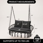 2-Person Hanging Hammock Chair with Cushion – Boho Macrame Swing for Indoor & Outdoor Relaxation - 4