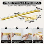 Picture Lights for Wall, Rechargeable Battery Operated LED Gallery Light Bar with Remote & Timer, Dimmable Wireless Wall Sconce for Paintings & Frames - 4