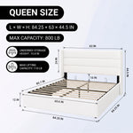 Lift-Up Storage Bed Frame with Upholstered Wingback Headboard - 4