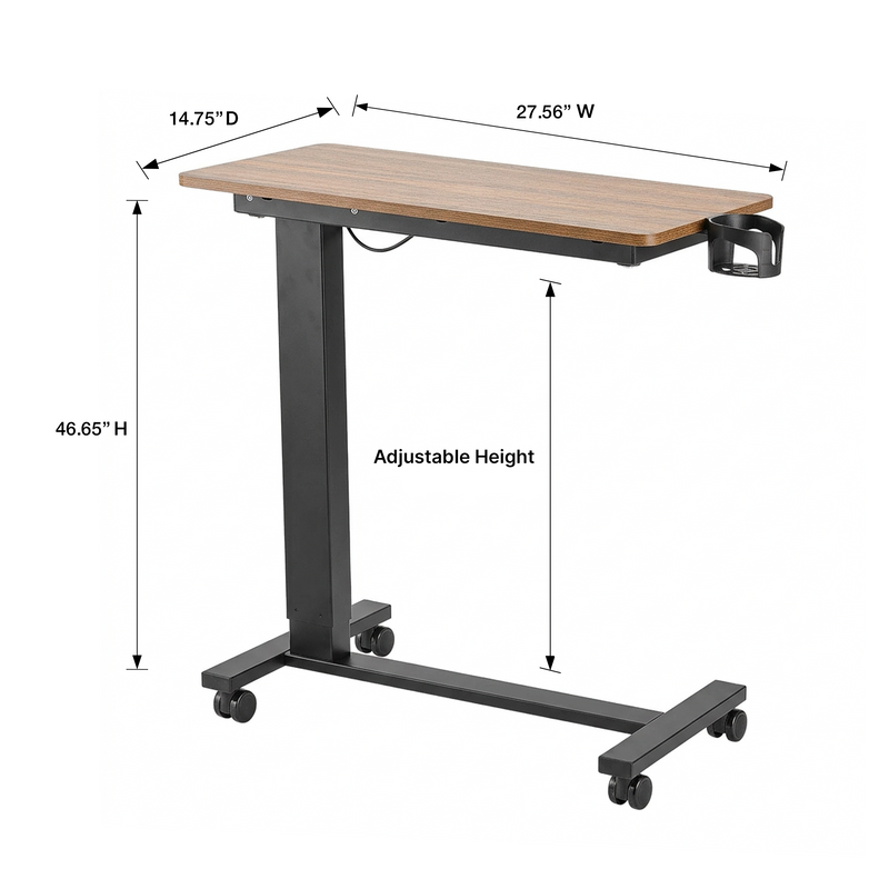 Adjustable Overbed Table With Wheels for Bed & Laptop - 4