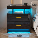 NIGHTSTAND WITH CHARGING STATION – LED, USB-C & DRAWERS - 4