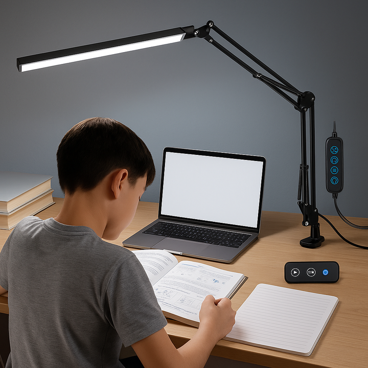 FlexiBright LED Clamp Desk Lamp – Ultra-Adjustable Swing Arm, 3 Color Modes, 10 Brightness Levels