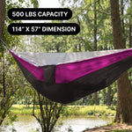 DOUBLE CAMPING HAMMOCK WITH REVERSIBLE BUG NET – 2 PERSON, 660 LB - 4