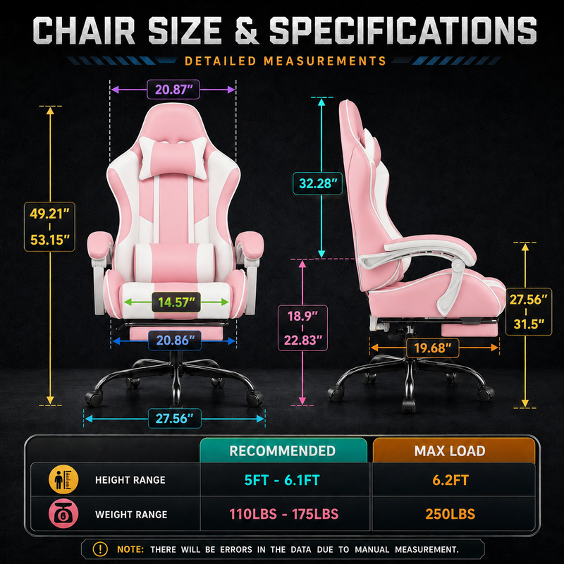 GAMING CHAIR WITH FOOTREST – LUMBAR SUPPORT & 360° SWIVEL - 4
