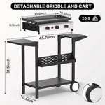 2 & 3 BURNER PORTABLE PROPANE FLAT TOP GRIDDLE – 20,000–45,000 BTU OUTDOOR GRIDDLE WITH SIDE SHELVES & CART - 4
