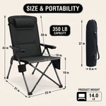 Reclining Camping Chair – 3-Position High-Back Folding Chair with Lumbar Support - 4