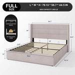 Lift-Up Storage Bed Frame with Upholstered Wingback Headboard - 4