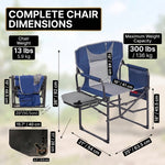 Camping Directors Chair, Heavy Duty,Oversized Portable Folding Chair with Side Table, Pocket for Beach, Fishing,Trip,Picnic,Lawn Blue - 4