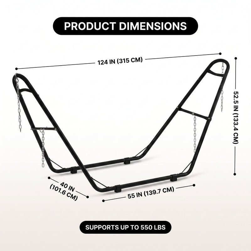 Adjustable 9-14FT Heavy-Duty Hammock Stand – 550-660LBS Outdoor/Indoor Steel Frame - 4