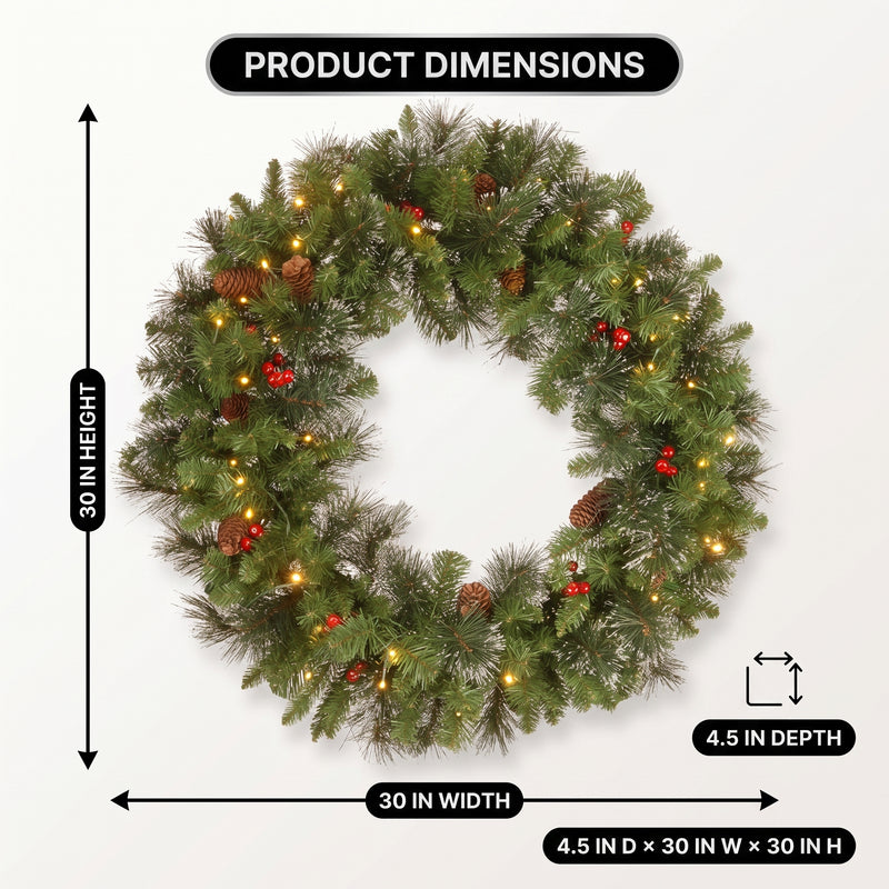 PRE-LIT CHRISTMAS WREATH – WARM LED DOOR DÉCOR - 4