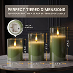 Flameless Candles with Remote & Timer – Glass Pillar Set of 3 - 4