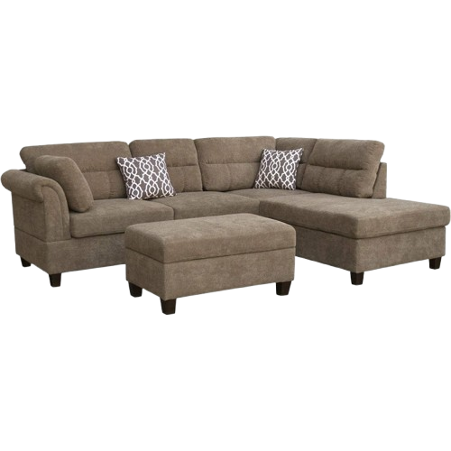 Diego 103.5″ Brown Fabric Sectional Sofa with Right-Facing Chaise | Trufairs