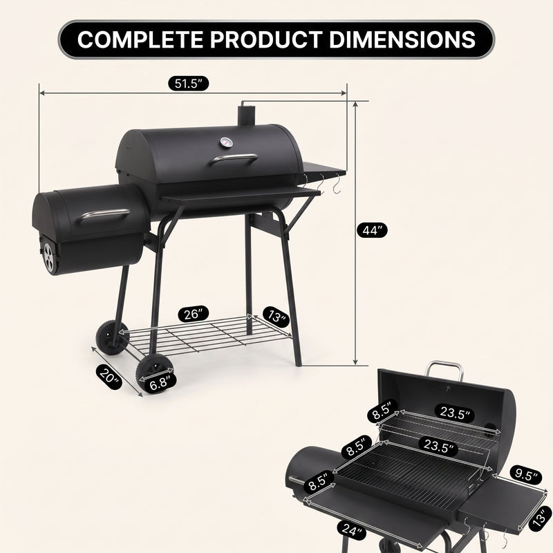 Portable Charcoal Grill with Smoking Function, Foldable Suitcase Design with Wheels, Multi-Tier Storage Rack & Waterproof Cover for Outdoor BBQ Parties - 4