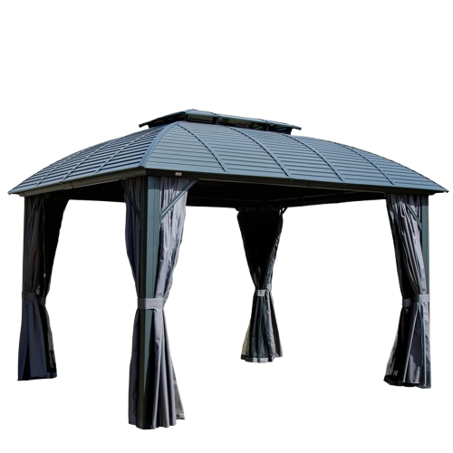 Exclusive Outdoor Gazebo 10' x 12' - Premium Permanent Hardtop Pavilion with Galvanized Steel Double Roof