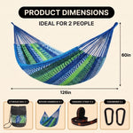 Handwoven Mayan Rope Double Hammock with Tree Straps, Carabiners & Carry Bag - 4
