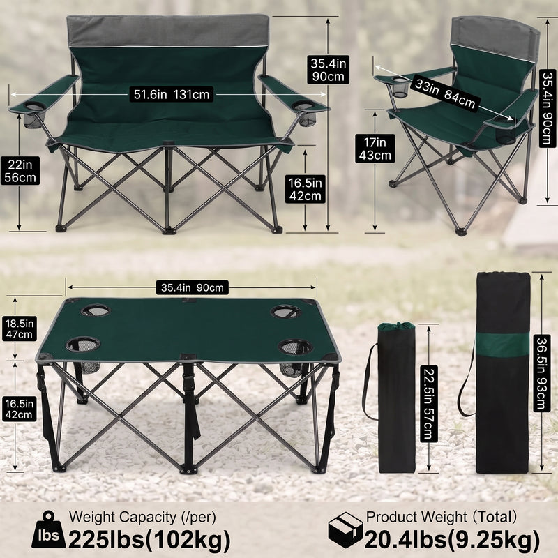 Outdoor 4-Piece Folding Chair and Table Set – Perfect for Camping and Picnics - 4