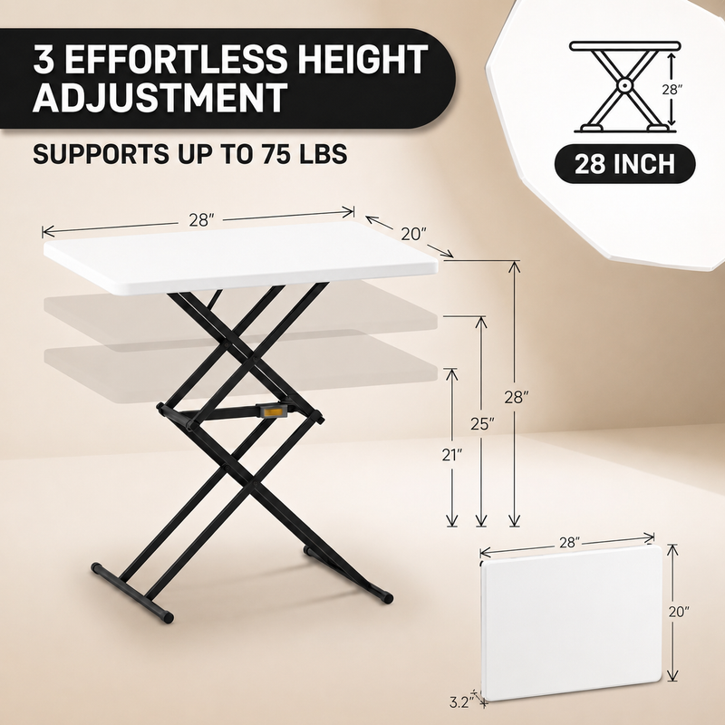Foldable Table & Step Stool – Heavy-Duty, Portable, Adjustable Height, Indoor/Outdoor Use - 4
