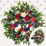 4TH OF JULY WREATH FOR FRONT DOOR – RED, WHITE & BLUE PATRIOTIC DÉCOR - 4