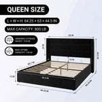 Lift-Up Storage Bed Frame with Upholstered Wingback Headboard - 4