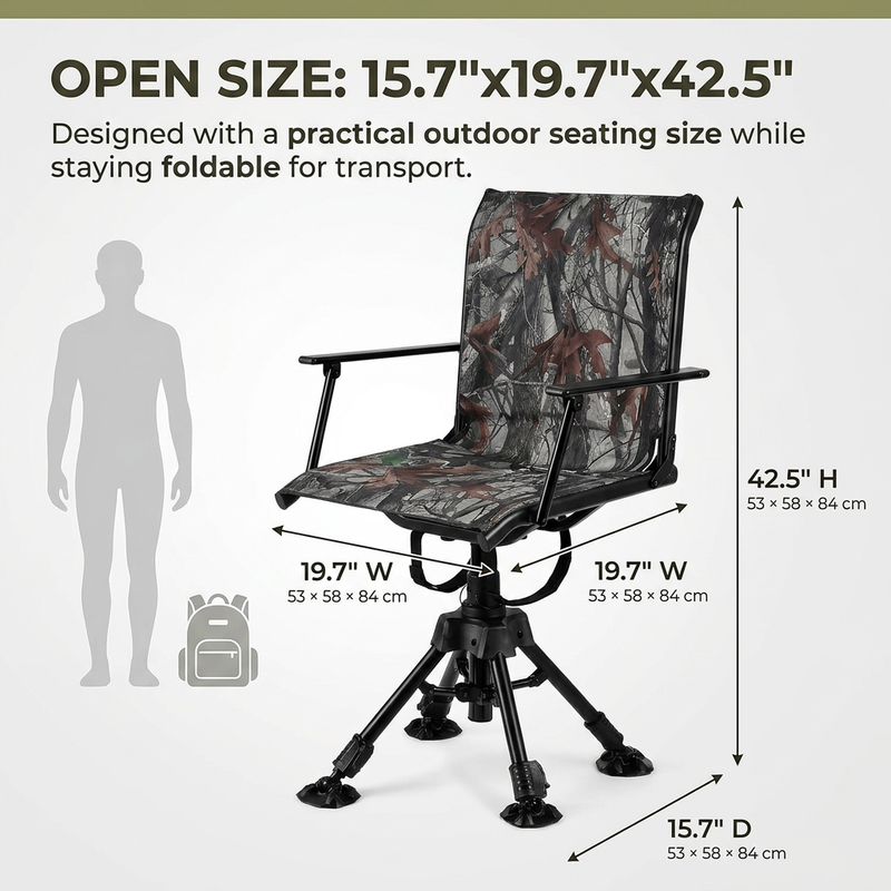 Portable Adjustable Hunting Chair with Swivel & Heated - 4