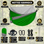 DOUBLE CAMPING HAMMOCK WITH REVERSIBLE BUG NET – 2 PERSON, 660 LB - 4